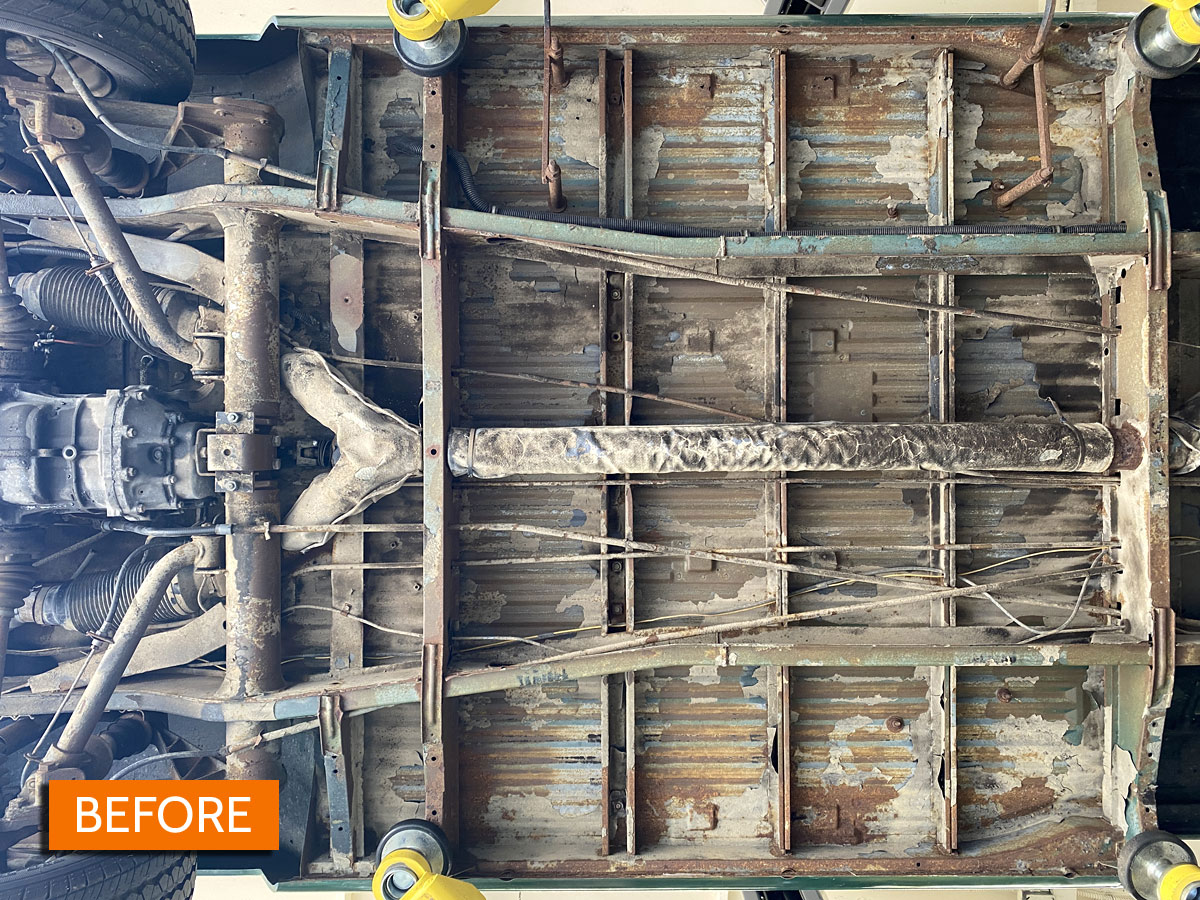 BEFORE Dry ice blasting automtive undercarriage before